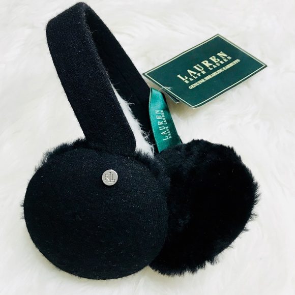 Ralph Lauren Accessories - Ralph Lauren fuzzy black ear warmers